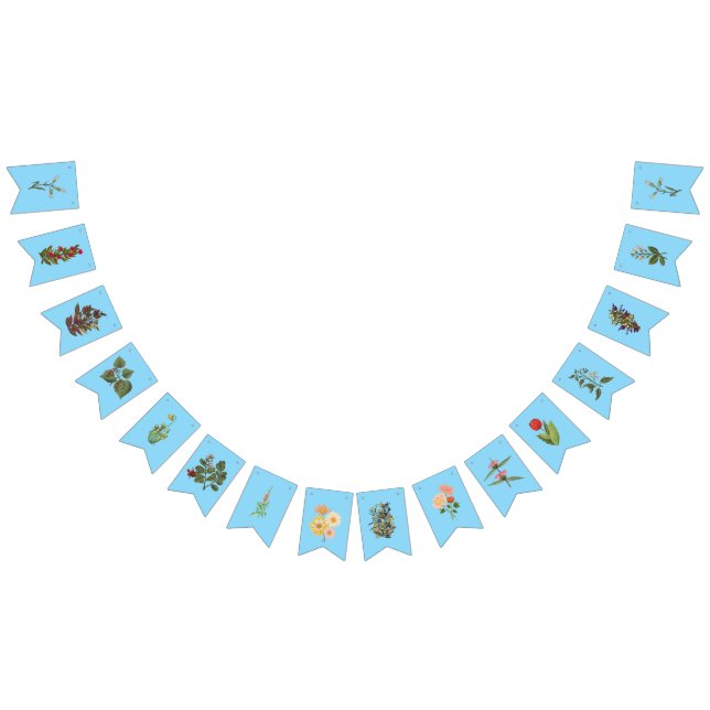 Banderines Hermoso banner floral sobre fondo azul (Todo)