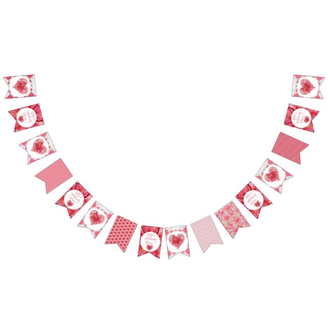 Banderines Hibiscus & lace RED (Todo)