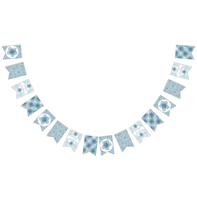 Banderines Hibiscus & lace TURQUOISE (Todo)