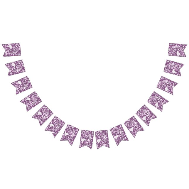 Banderines Hojas botánicas y flores moradas (Todo)