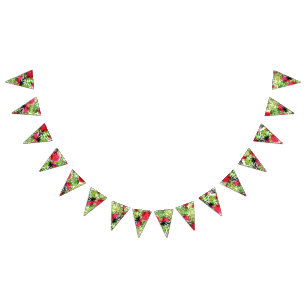 Banderines Hojas de palma acuarela decoración boda de sandía