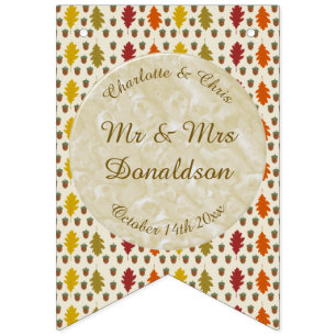 Banderines Hojas de roble y maíz Personalizado Boda otoño