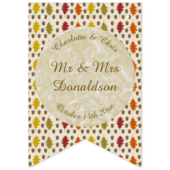 Banderines Hojas de roble y maíz Personalizado Boda otoño (Primera bandera)