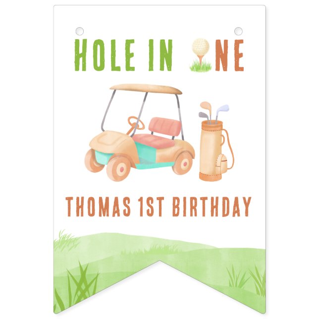 Banderines Hole In One First Birthday Party (Primera bandera)