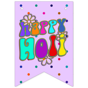 Banderines holiES - FELIZ flores de contorno de color HOLI 1