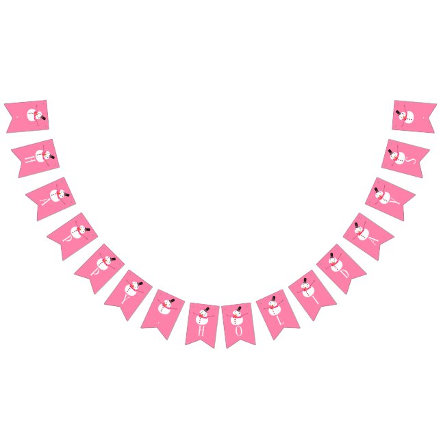 Banderines Hombre de nieve rosa, vacaciones felices (Todo)