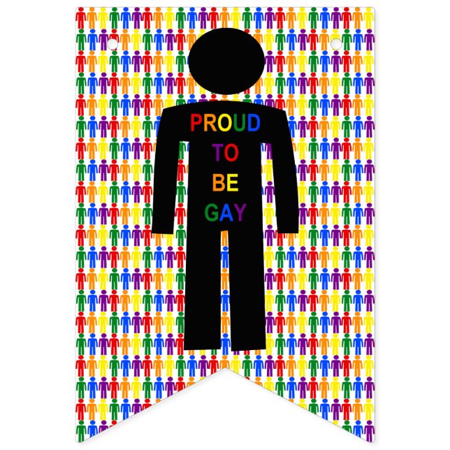 Banderines Hombre gay LGBTQ Silhouette y hombres arcoiris (Primera bandera)