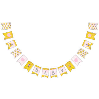 Banderines Honeybee Bumblebee Honeycomb Chica rosa Baby Showe