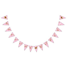 Banderines Huella mundial de bienvenida de Baby Shower rosa y