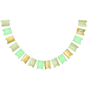 Banderines Huella mundial de bienvenida de Baby Shower verde 