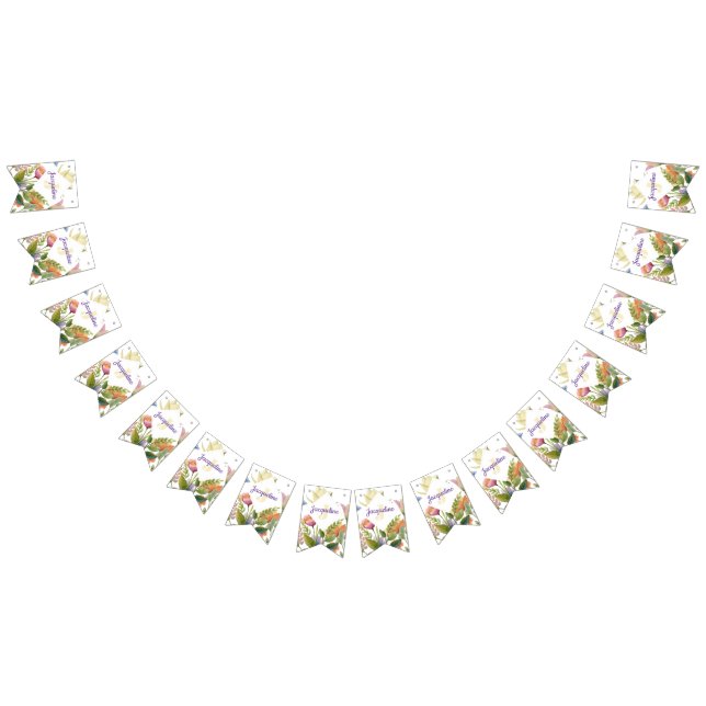 Banderines Ilustración de flor silvestre colorida con monogra (Todo)