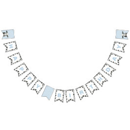 Banderines Impresión de vaca lechera azul por primer cumpleañ