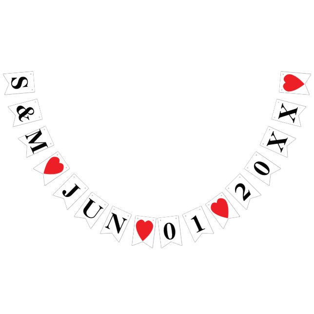 BANDERINES INICIALES PERSONALIZADAS DE FECHA DE BODA Y BRIDE+ (Todo)