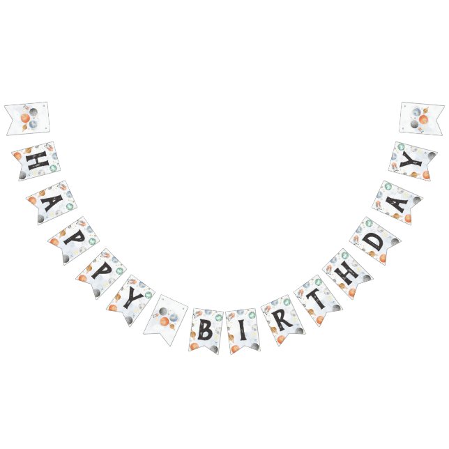 Banderines Invitación de cumpleaños al espacio exterior, gala (Todo)