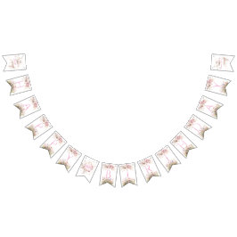 Banderines Invitación de cumpleaños rosado de flor silvestre 