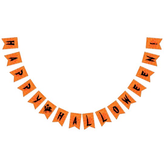Banderines Jinete sin cabeza negro del naranja w del feliz