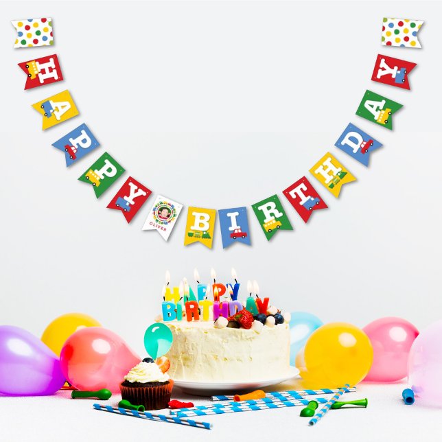 Banderines Juguetes de Niños Transporte Foto y Banner de Feli (Boy's Toys Transport Kid's Birthday Party Collection @ fat*fa*tin)