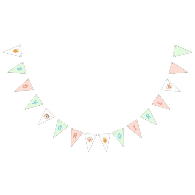 Banderines Jungle Safari Gender Reveal Party bunting banner (Todo)