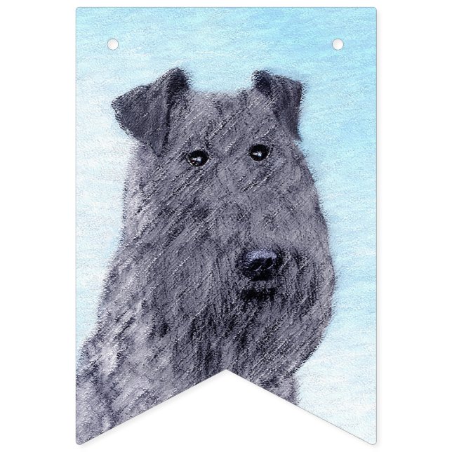 Banderines Kerry Blue Terrier Pintura Cute Original Perro Art (Primera bandera)