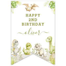 Banderines Kids Watercolor Dinosaur Birday Party