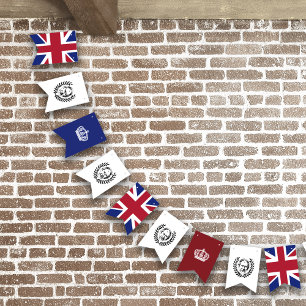 Banderines King Charles III, Crown and British Union Jack