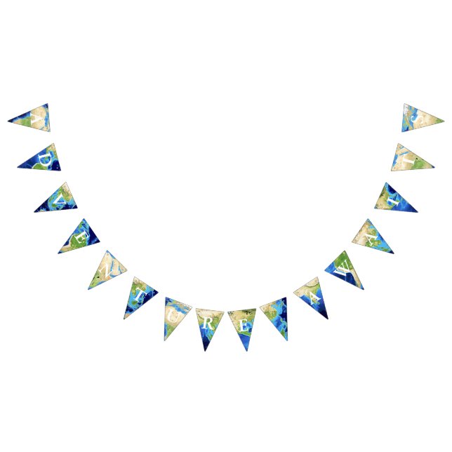 Banderines La aventura aguarda letras del blanco del globo (Todo)