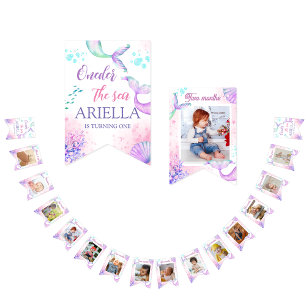 Banderines La cola de la sirena acuarela Cumpleaños Under the
