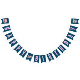 Banderines La fascinante hamburguesa rosa y las frutas felice