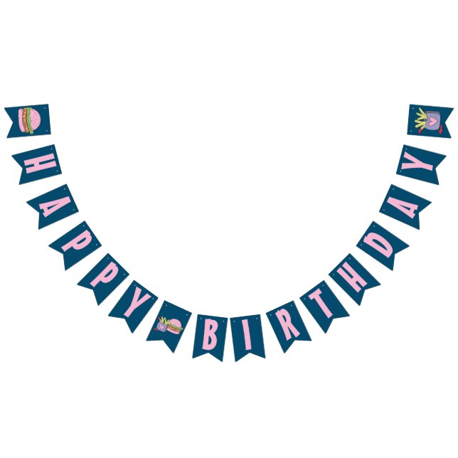 Banderines La fascinante hamburguesa rosa y las frutas felice (Todo)