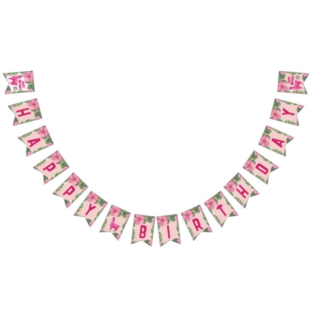 Banderines Lama sonriente feliz rosa (Todo)