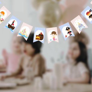 Banderines Las sirenas piratas piadosas chicas de niños azul