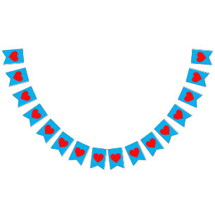 Banderines Latido de corazón rojo cielo azul
