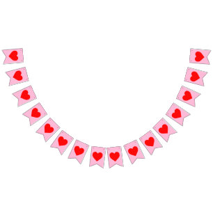 Banderines Latido de corazón rojo pastel rosa