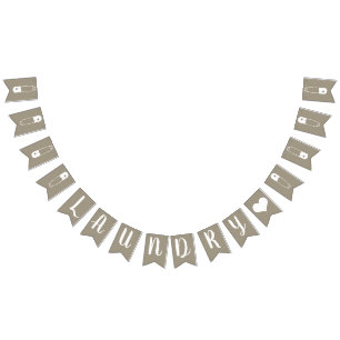 Banderines Lavandería Rustic Taupe & White Safety Pins