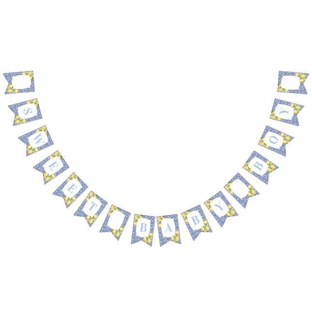 Banderines Lemons italiano Blue White Sweet Baby Boy Shower (Todo)