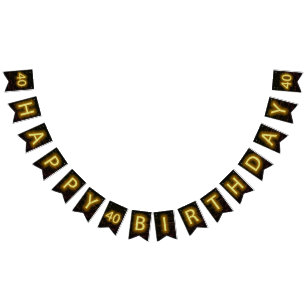 Banderines Letrero de neón en ladrillo para cumpleaños 40