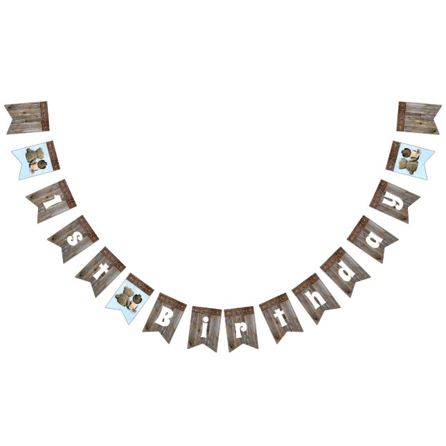 Banderines Lil' Cowboy y Teddy Bear Fiesta del primer cumplea (Todo)