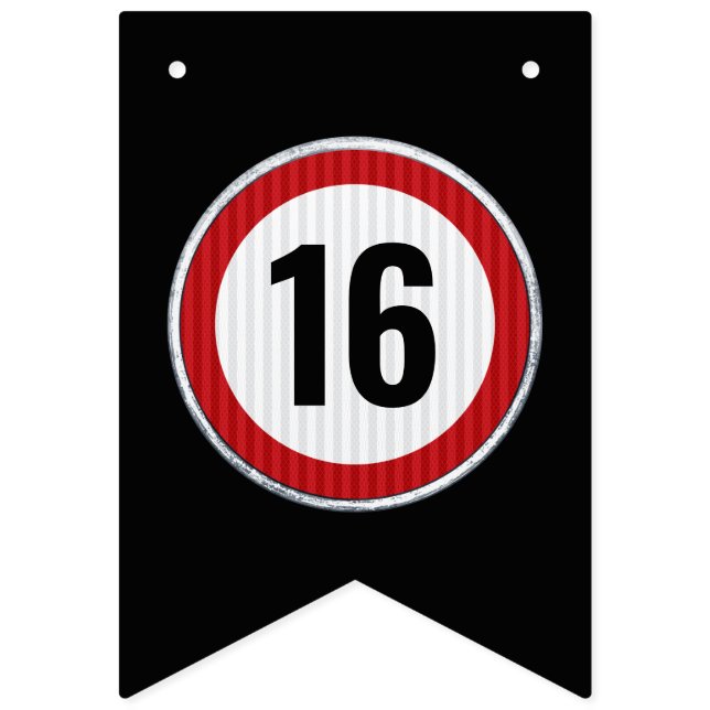 Banderines Límite de velocidad cumpleaños 16 (Primera bandera)