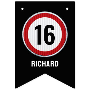 Banderines Límite de velocidad cumpleaños 16 