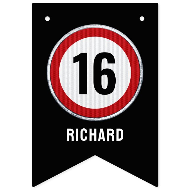Banderines Límite de velocidad cumpleaños 16  (Segunda bandera)