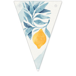 Banderines Limón con hojas azules ilustración botánica