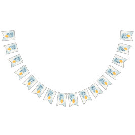 Banderines Limón con hojas azules ilustración botánica