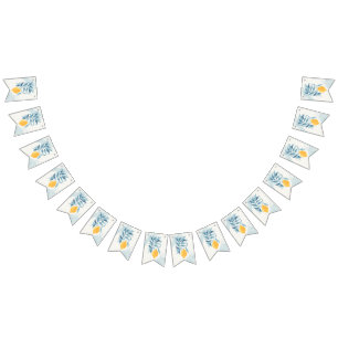 Banderines Limón con hojas azules ilustración botánica