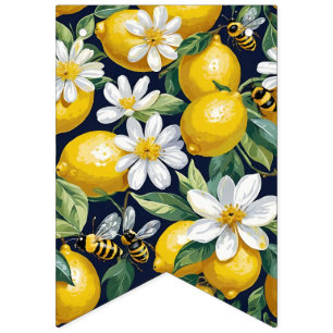 Banderines Limones amarillos frescos con abejas ocupadas y fl
