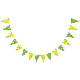 Banderines Limones amarillos, lunares verdes y blancos