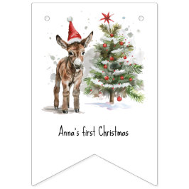 Banderines lindo bebe burro y árbol de navidad, personalizabl