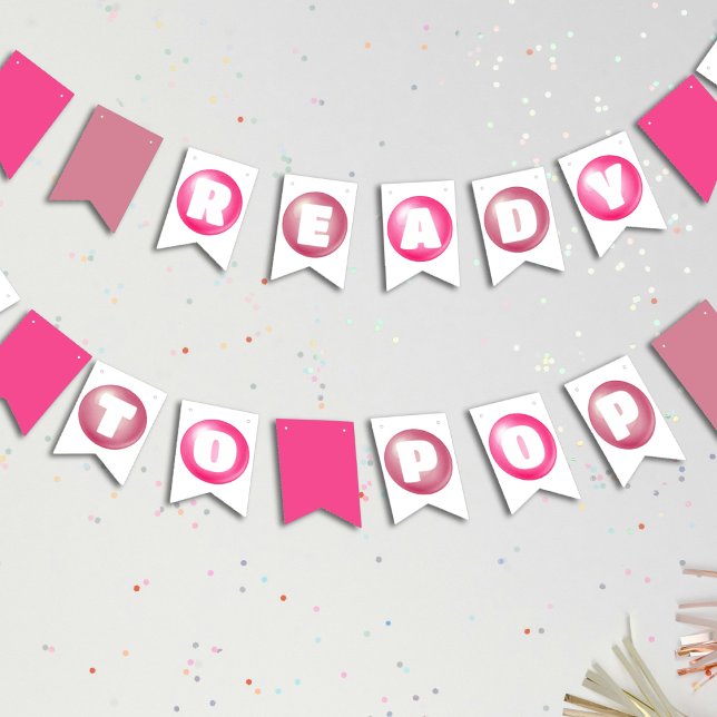 Banderines Listo para activar Baby Shower Chica rosa de Bubbl (Ready to Pop Bubblegum Pink Girl Baby Shower Bunting Flags
)