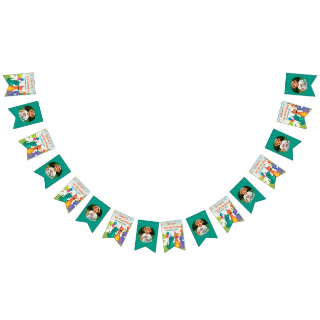 Banderines Little Dino 1st Birthday Bunting Flags (Todo)