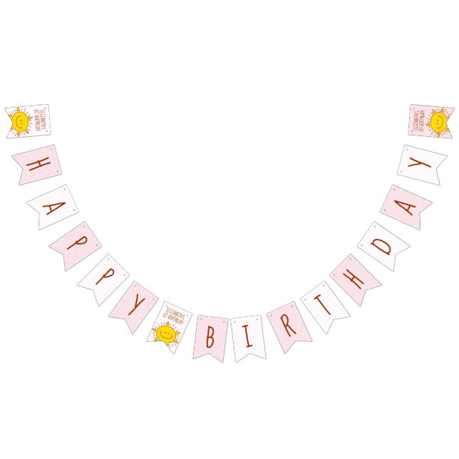 Banderines Little Sunshine Pink Polka Dots Baby 1st Birthday (Todo)