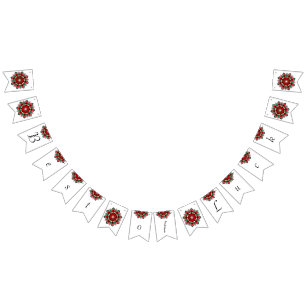 Banderines Lo mejor de la suerte. Mandala en rojo